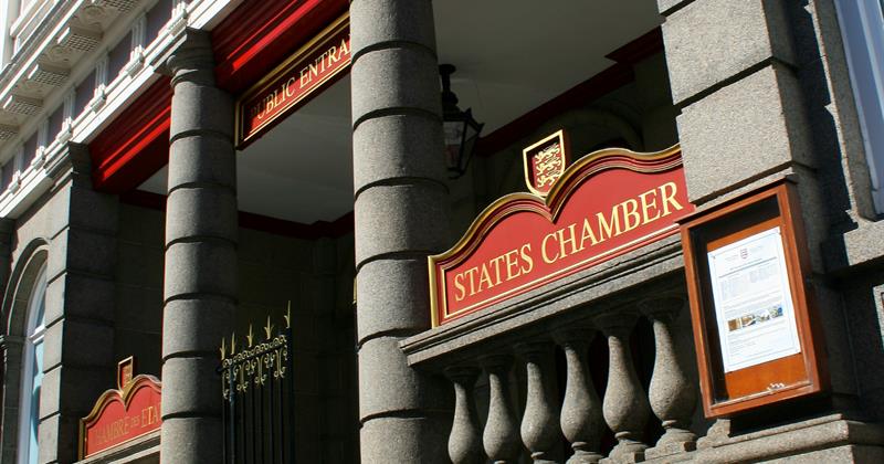 Public entrance to States Chamber in Jersey Channel Islands